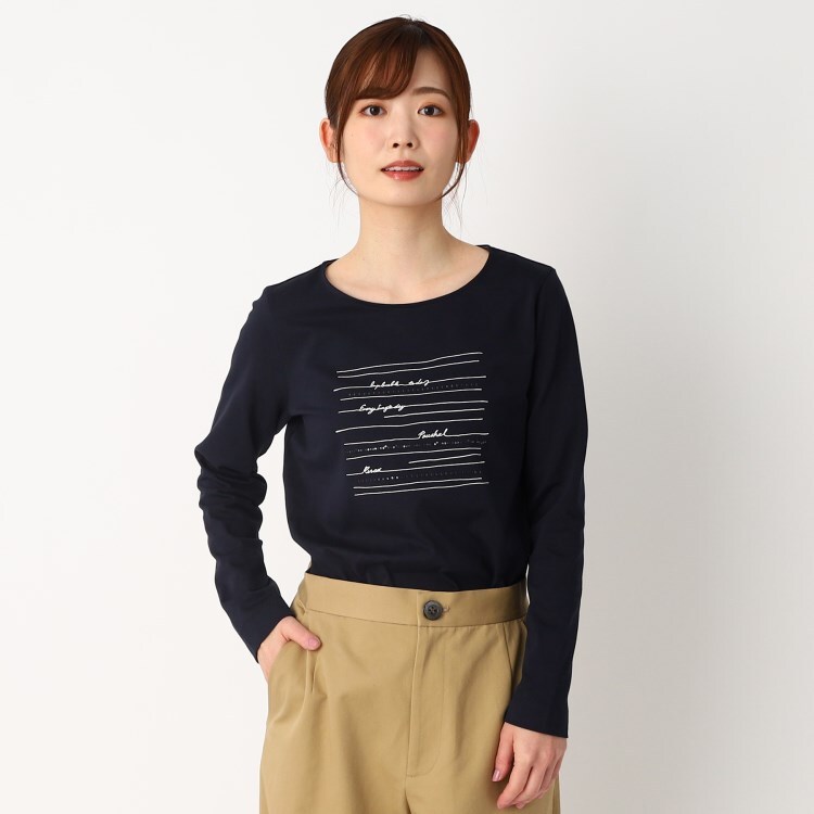 ポーシャル(poushal)の【洗える】ロゴ×ビジューポイント長袖Tシャツ カットソー