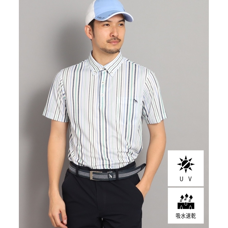 アダバット(メンズ)(adabat(Men))の【UVカット/吸水速乾】ストライプデザイン ポケットあり 半袖ポロシャツ ポロシャツ