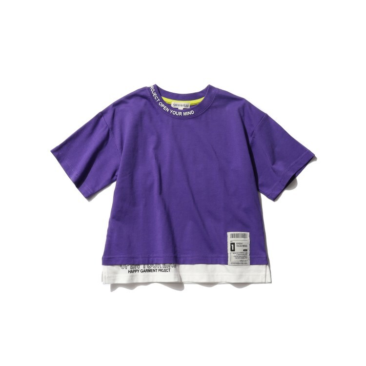 シューラルー /キッズ(SHOO・LA・RUE/Kids)の【110-140cm】裾レイヤード衿ロゴ半袖Tシャツ