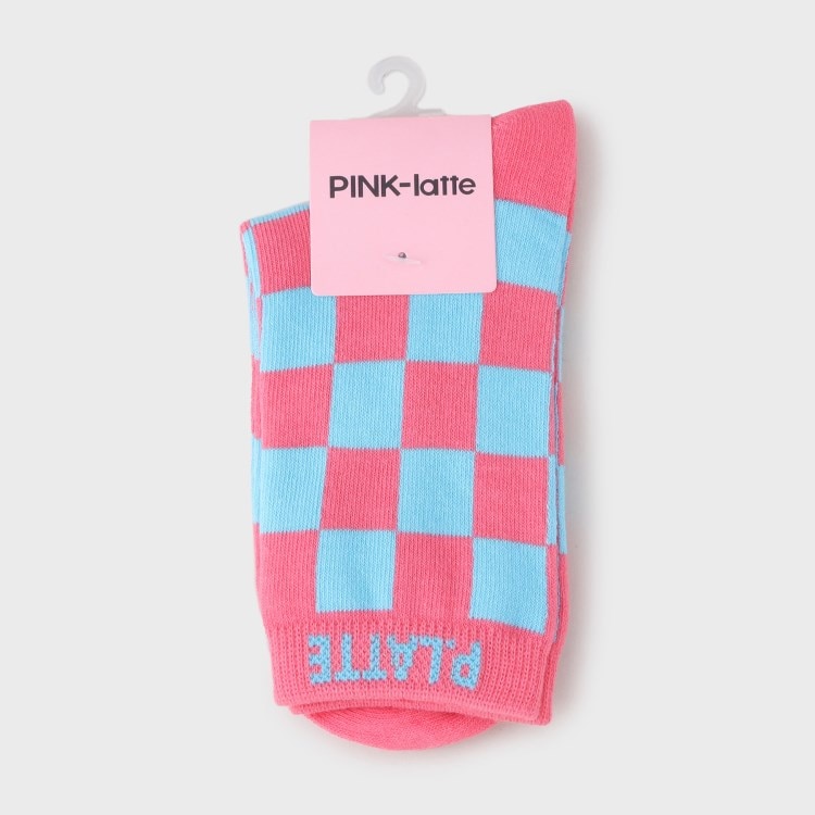 ピンク ラテ(PINK-latte)のチェッカーショート丈ソックス
