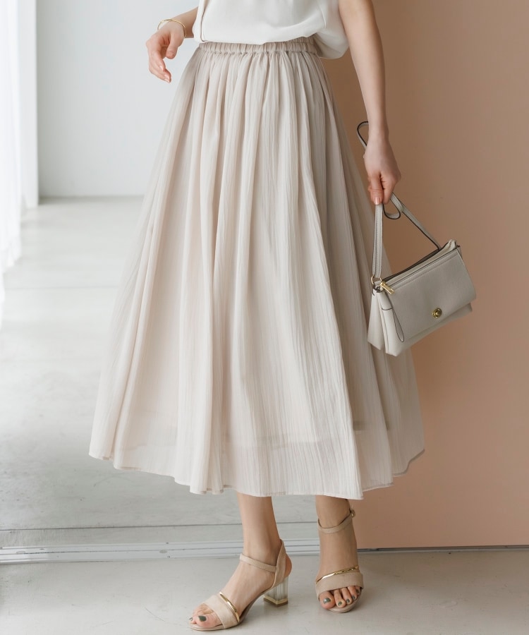 シューラルー(SHOO・LA・RUE)の【歩くたび揺れる】上品な透け感カラーボイルスカート